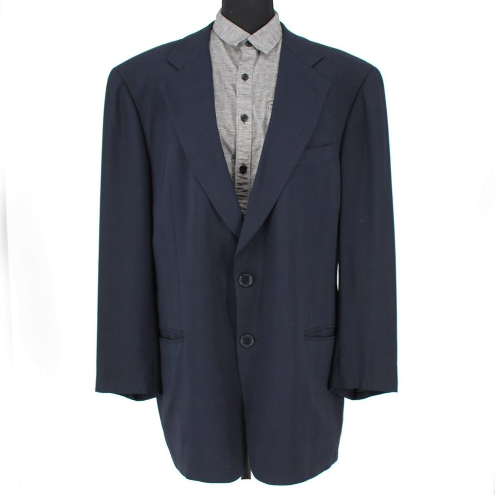 Ermenegildo Zegna Soft Silk Wool Blend Navy Check Suit Jacket Blazer size 52 42